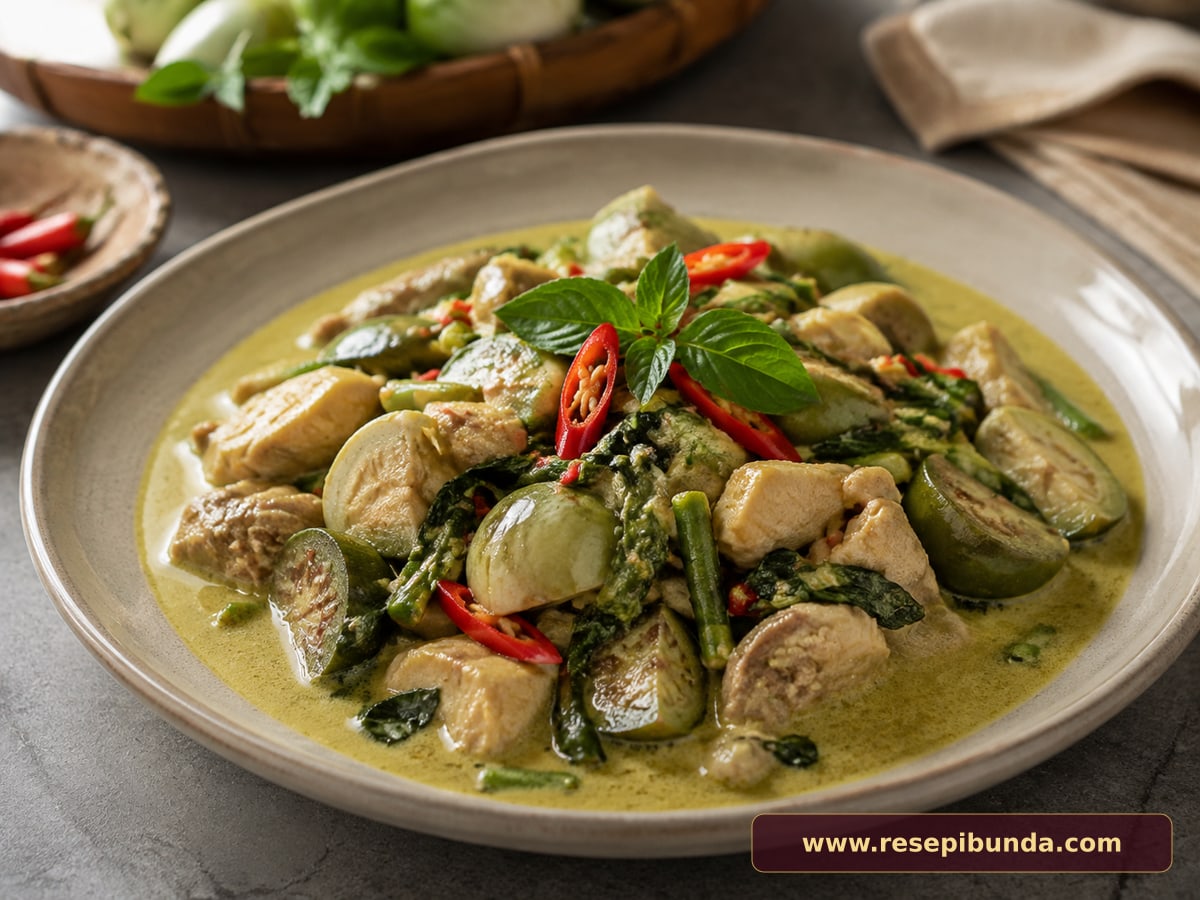 Hidangan Ayam Kari Hijau Thailand