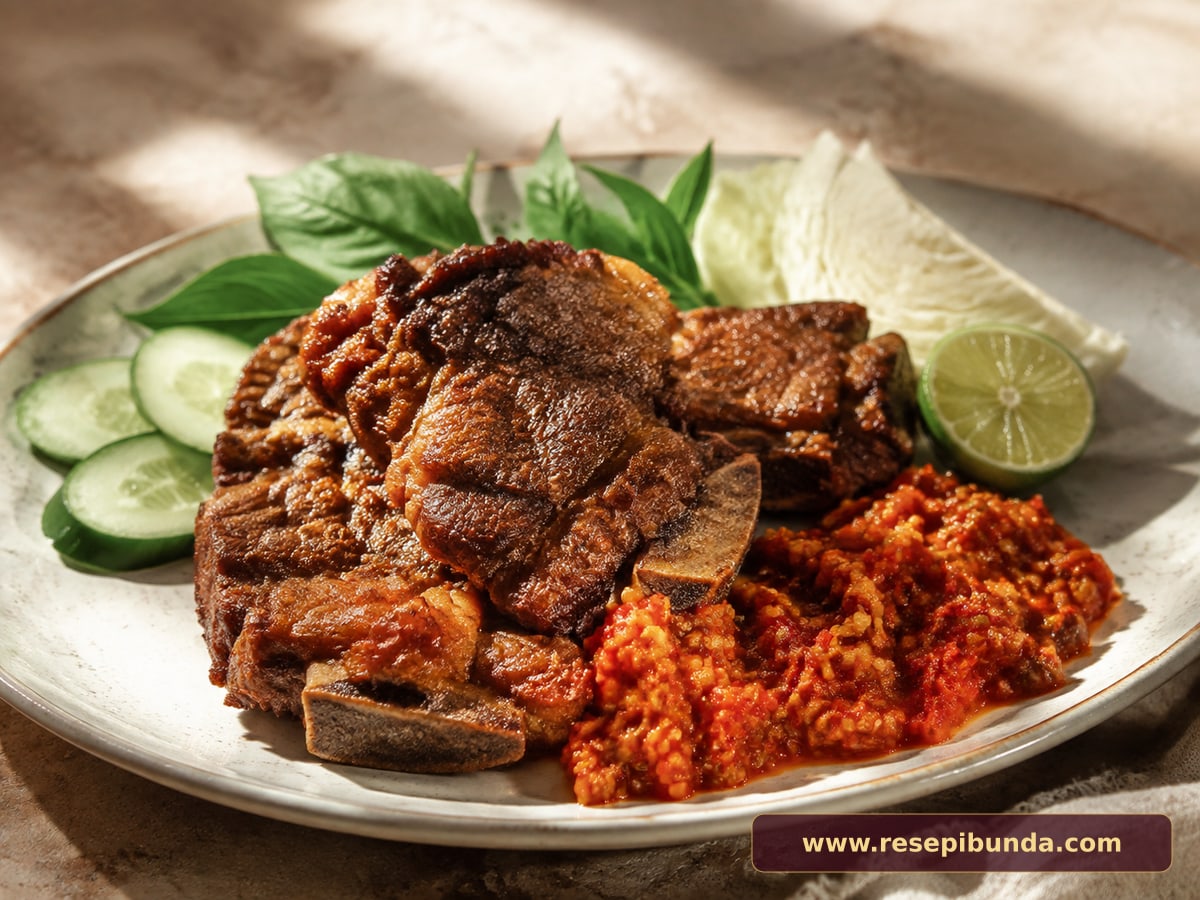 Hidangan Iga Penyet Sambal Kemiri