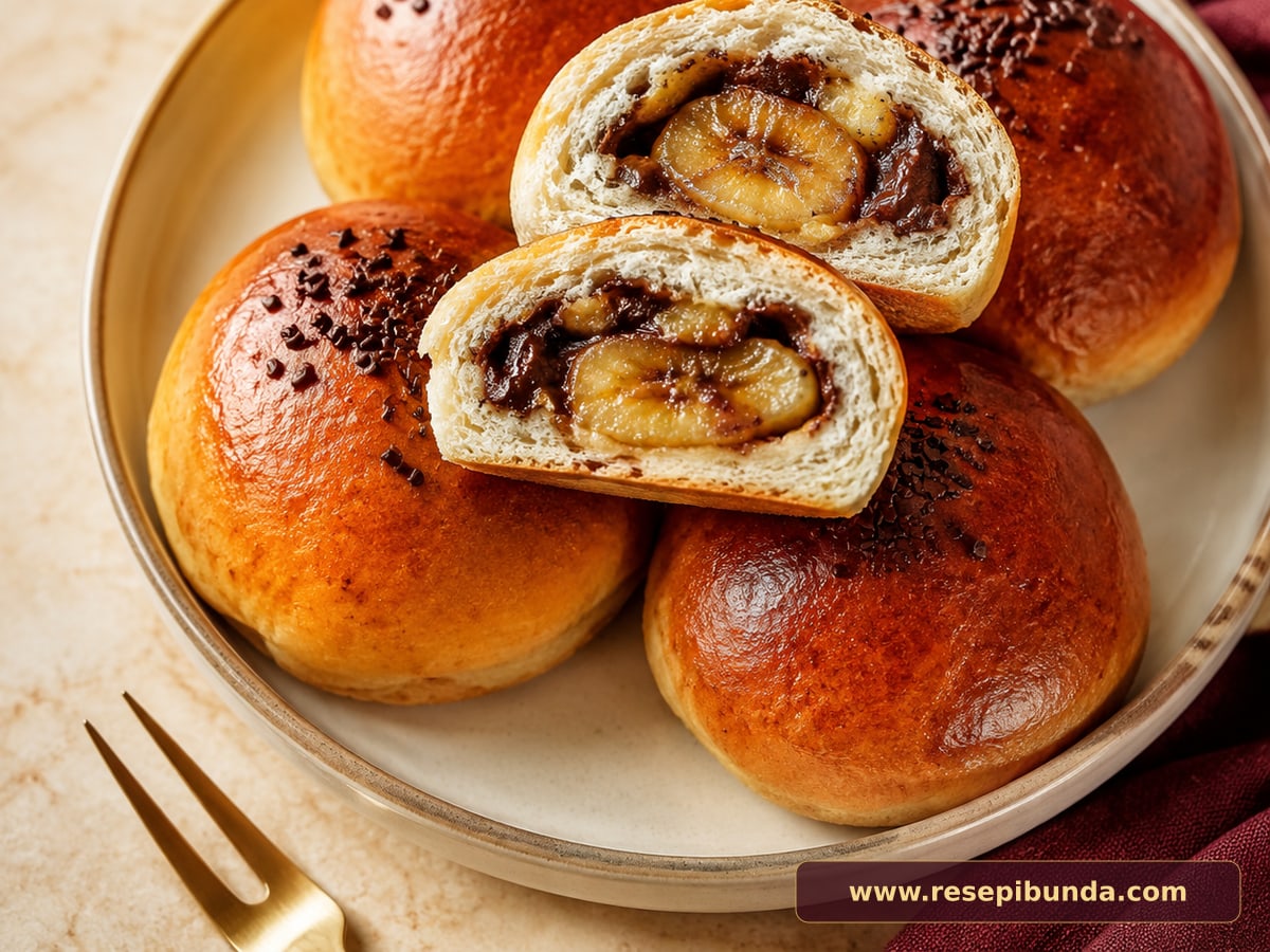 Hidangan Roti Pisang Cokelat
