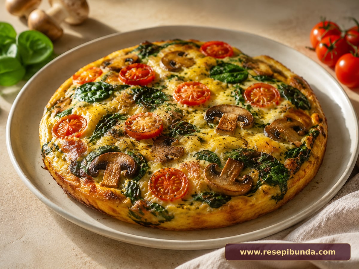 Hidangan Frittata Bayam Jamur