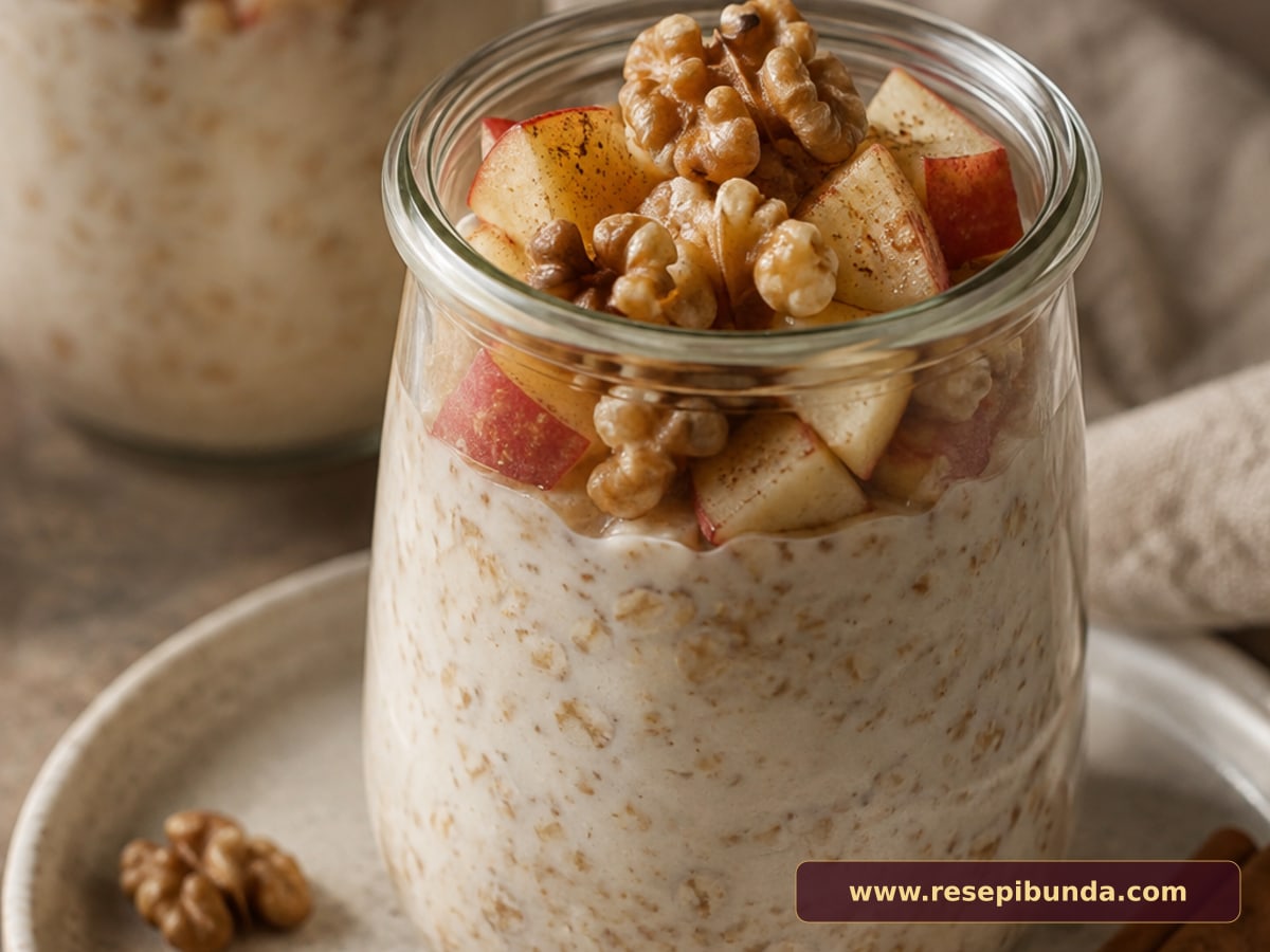Hidangan Overnight Oats Apel Kayu Manis