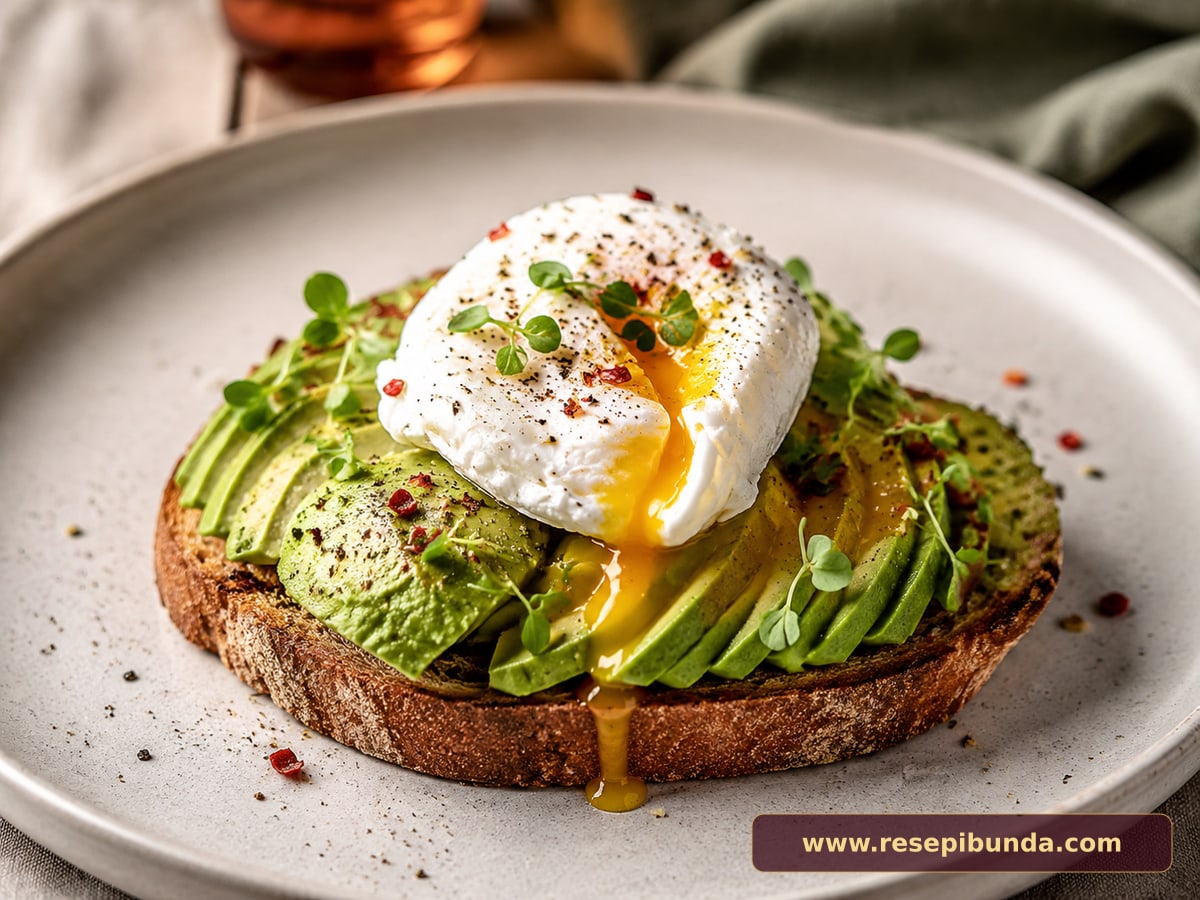Hidangan Sourdough Avocado Poached Egg
